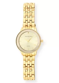 Van Heusen Adult Mens Analog Watch with Gold Case and Dial with Bracelet w Genuine Diamond at 12 Model# VAN8988