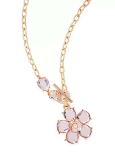 Pastel Pink Floral Pendant Necklace