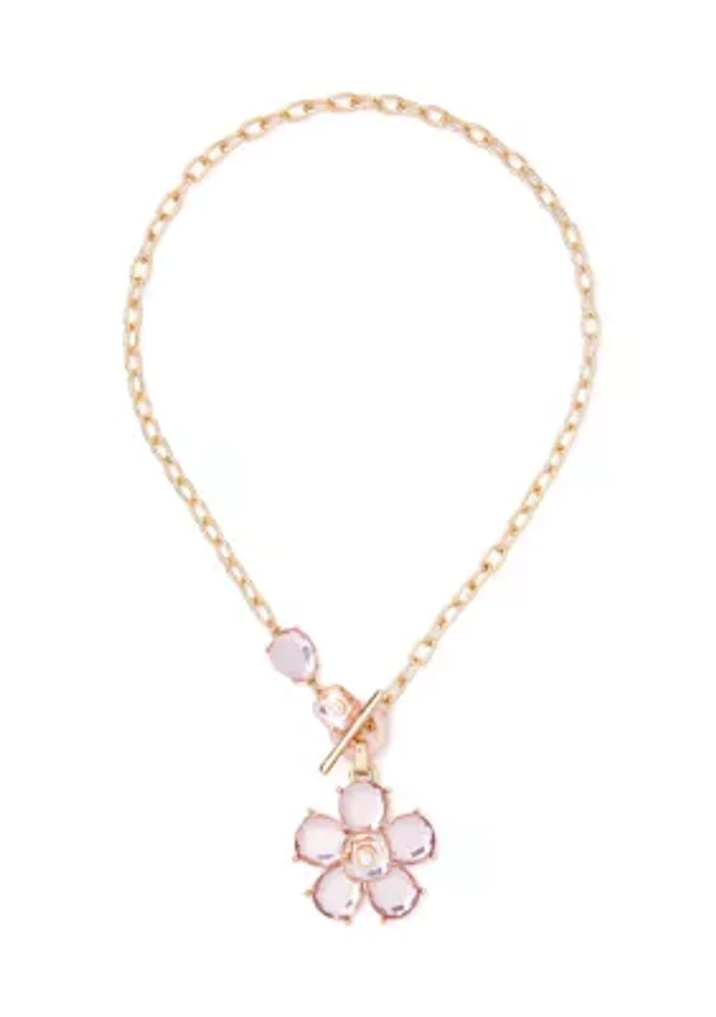 Pastel Pink Floral Pendant Necklace