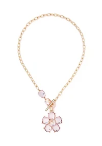 Pastel Pink Floral Pendant Necklace