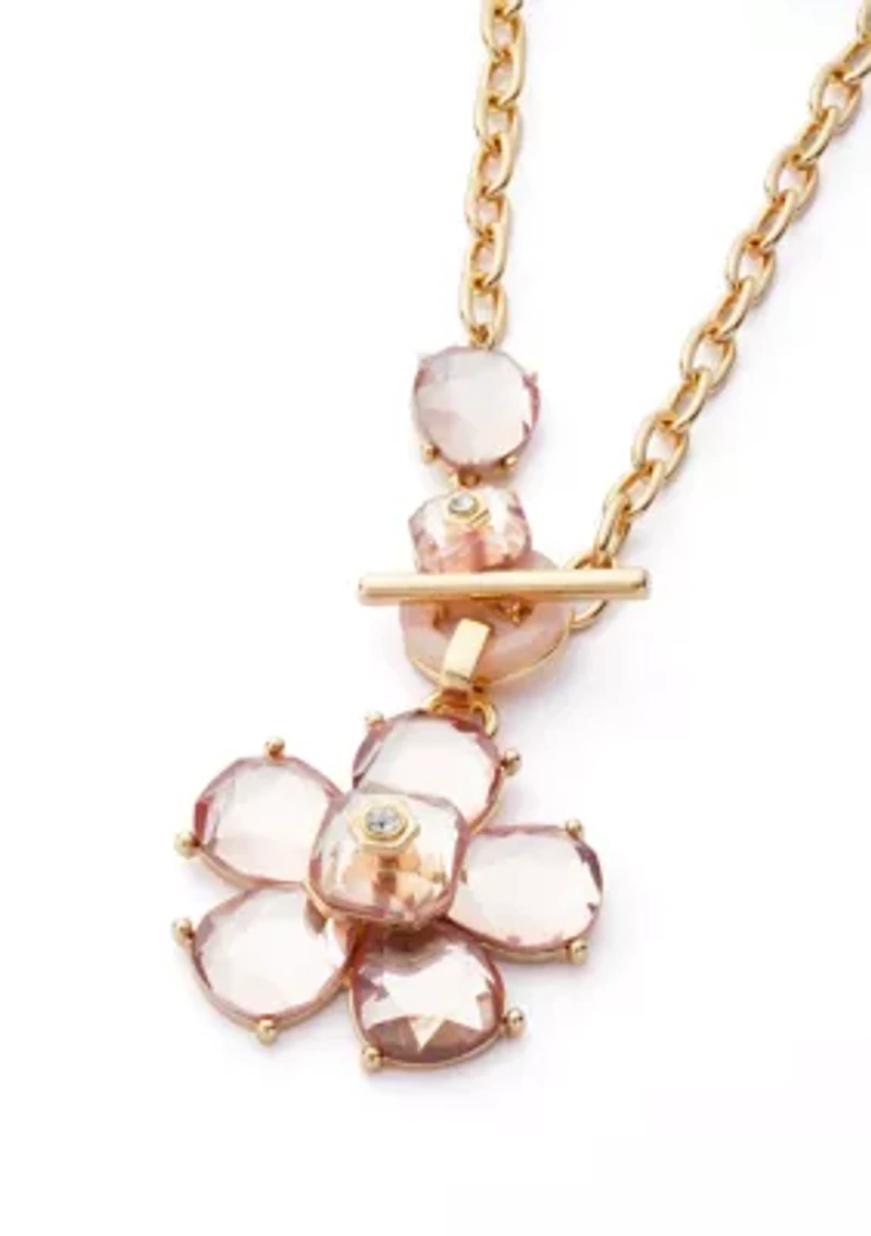 Pastel Pink Floral Pendant Necklace