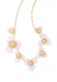 Pastel Pink Floral Frontal Statement Necklace