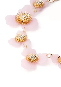 Pastel Pink Floral Frontal Statement Necklace