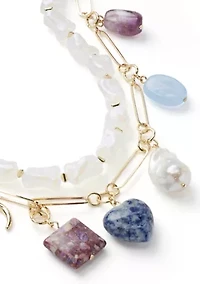 Lab Created Gold Tone Charm Layered Necklace