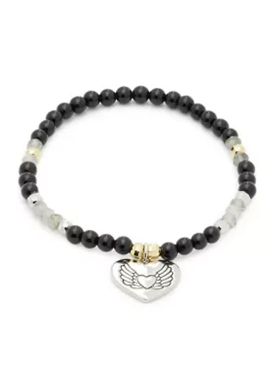 Silver Plated Stone Charm Protection Bracelet