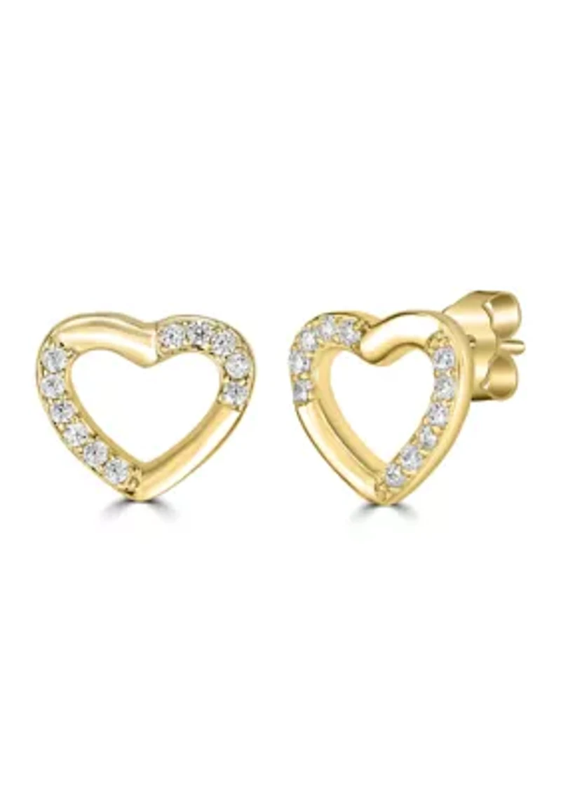 Open Heart Crystal Stud Earrings