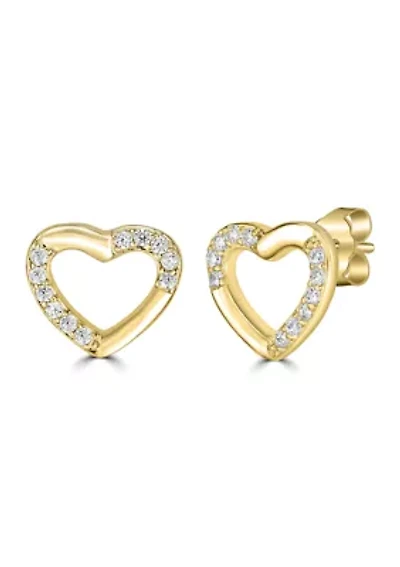 Open Heart Crystal Stud Earrings