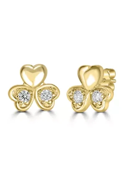 Gold Clover Sterling Silver Stud Earrings