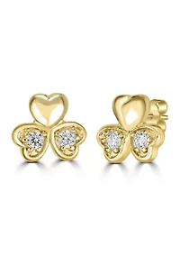 Gold Clover Sterling Silver Stud Earrings