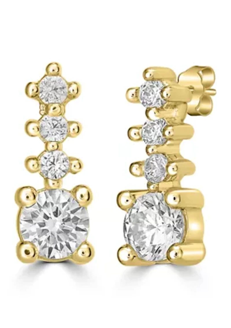 Sterling Silver Linear Cubic Zirconia Earrings