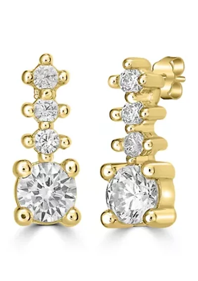 Sterling Silver Linear Cubic Zirconia Earrings