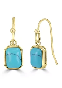 Gold Plated Rectangular Stone Center Earrings