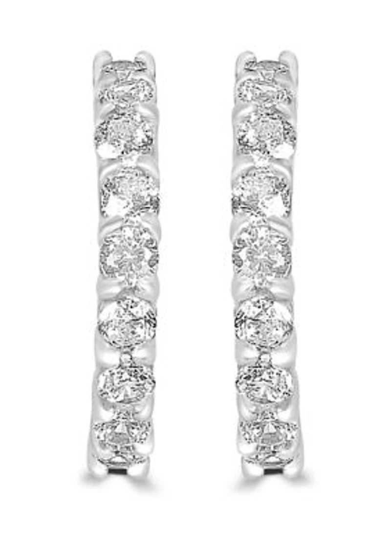 Fine Silver Plated CZ Pave Hoops