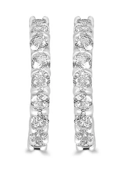 Fine Silver Plated CZ Pave Hoops