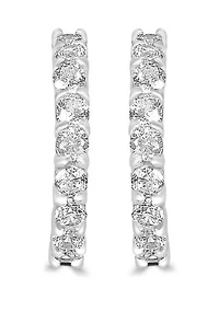 Fine Silver Plated CZ Pave Hoops