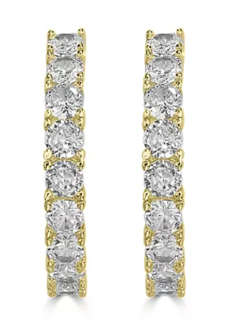 Prong Set Cubic Zirconia Hoop Earrings