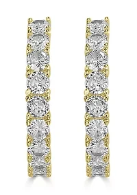 Prong Set Cubic Zirconia Hoop Earrings