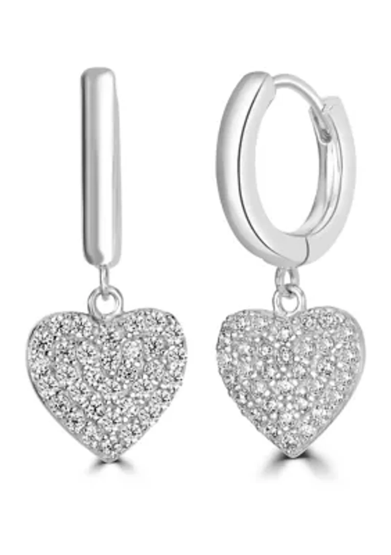 Sterling Silver Heart Charm Hoop Earrings