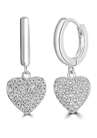 Sterling Silver Heart Charm Hoop Earrings
