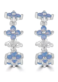 Blue Flower Huggie Hoop Earrings