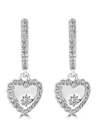 Sterling Silver Cubic Zirconia Heart Hoop Earrings