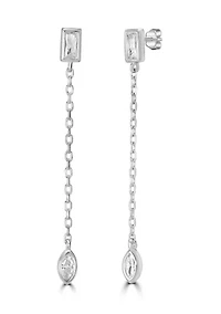 Sterling Silver Cubic Zirconia Chain Drop Earrings
