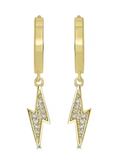 Sterling Silver Lighting Cubic Zirconia Hoop Earrings
