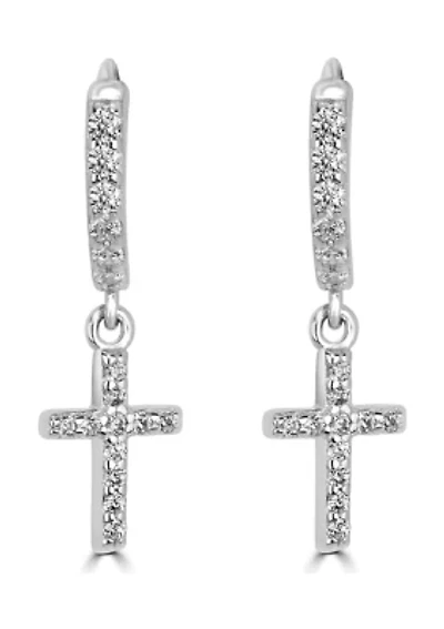 Cross Charm Hoop Earrings