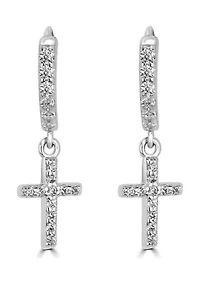 Cross Charm Hoop Earrings
