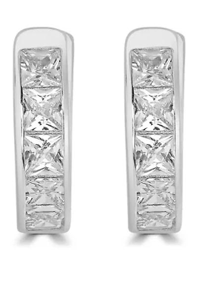 Sterling Silver Cubic Zirconia Huggie Hoop Earrings