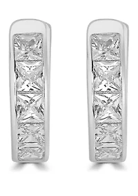 Sterling Silver Cubic Zirconia Huggie Hoop Earrings