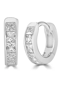 Sterling Silver Cubic Zirconia Huggie Hoop Earrings