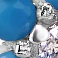 Blue Flower Charm Hoop Earrings