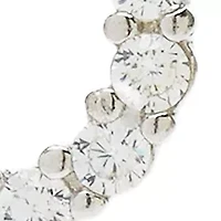 Sterling Silver Cubic Zirconia Frontal Hoop Stud Earrings