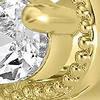 Gold Plated Cubic Zirconia Flower Stud Button Earrings