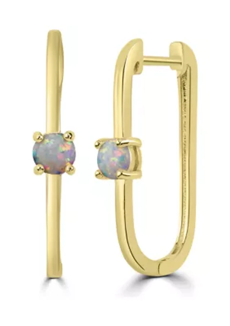 Gold-Plated Synthetic Opal U-Hoop Earrings