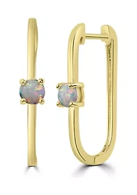 Gold-Plated Synthetic Opal U-Hoop Earrings