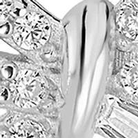 Sterling Silver Pave Cubic Zirconia Delicate Bow Stud Earrings