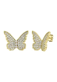 Fine Plated Cubic Zirconia Butterfly Stud Earrings
