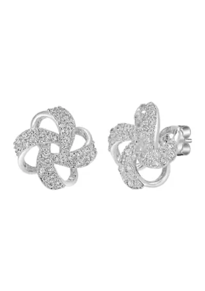 Sterling Silver Cubic Zirconia Pinwheel Stud Earrings