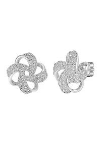Sterling Silver Cubic Zirconia Pinwheel Stud Earrings