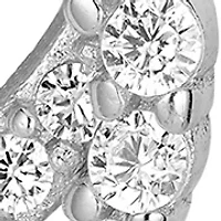 Sterling Silver Pavé Cubic Zirconia Open Double Heart Stud Earrings