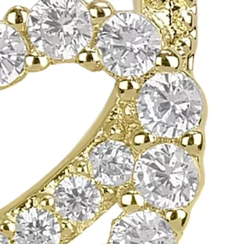 Sterling Silver Pavé Cubic Zirconia Open Double Heart Stud Earrings