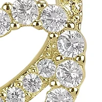 Sterling Silver Pavé Cubic Zirconia Open Double Heart Stud Earrings