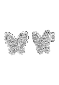 Sterling Silver Cubic Zirconia Butterfly Stud Earrings