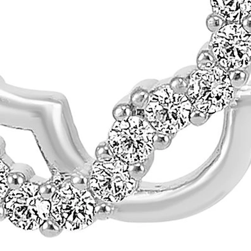 Sterling Silver Cubic Zirconia Clover Stud Earrings