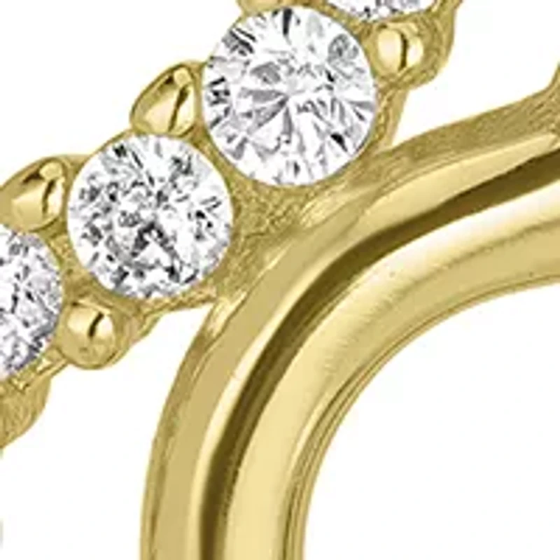 Gold over Sterling Silver Pavé Cubic Zirconia Open Clover Stud Earrings