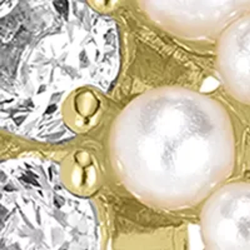 Gold Plated Cubic Zirconia Pearl Hoop Earrings