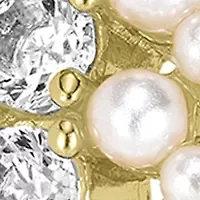 Gold Plated Cubic Zirconia Pearl Hoop Earrings