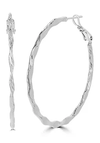 Textured Silver Plated Hoop Earrings